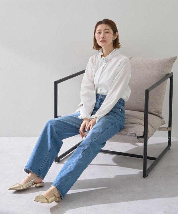 YECCA VECCA イージケアフリルカラーシャツ Off White