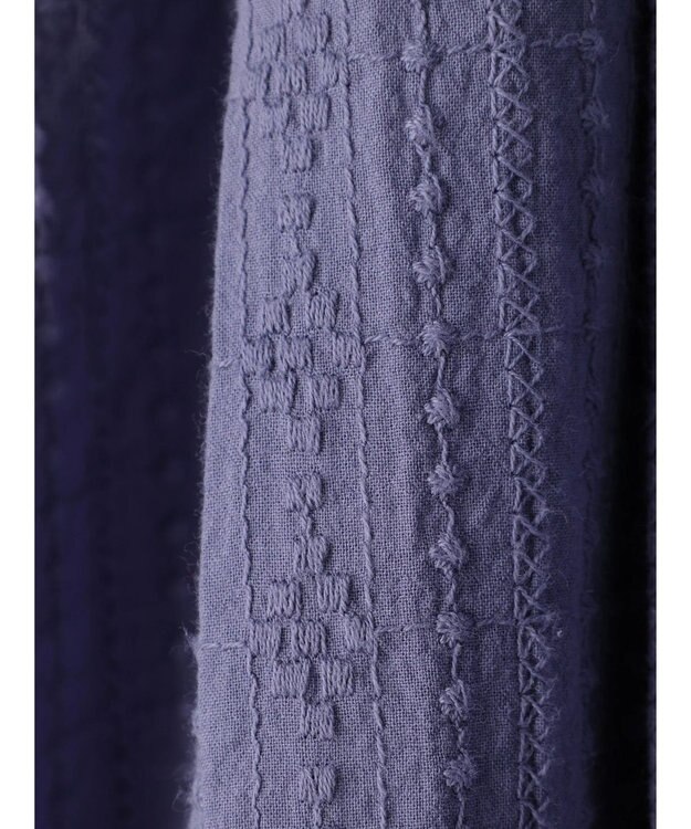 Green Parks インド綿　ＳＥＴ２点　マルチ刺繍ブラウス＋タンク Purple