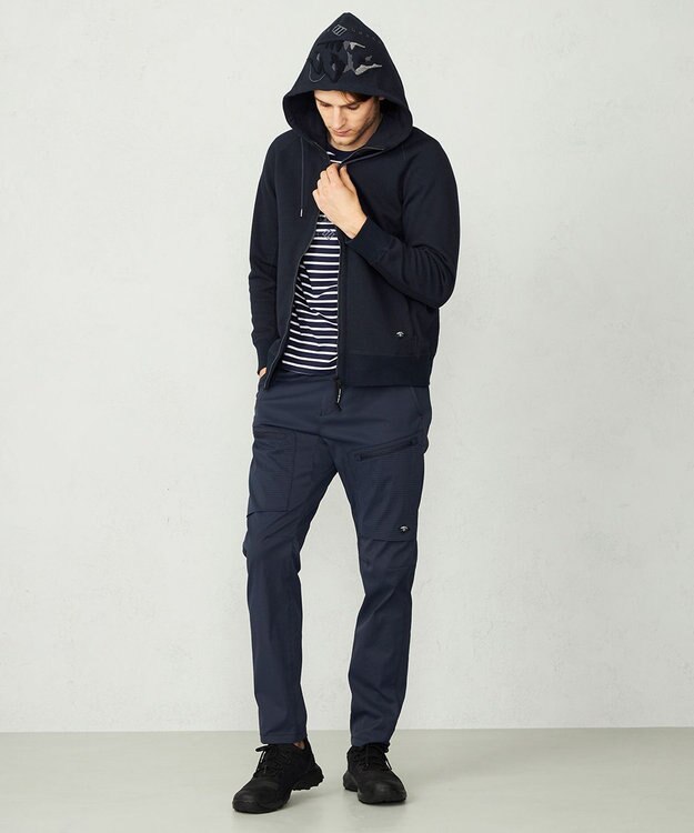 JOSEPH ABBOUD MOUNTAIN 【UNISEX】OGパイルエンブロイダイリー パーカー ネイビー系