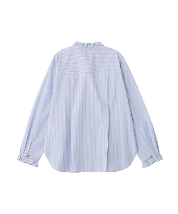 YECCA VECCA イージケアフリルカラーシャツ Stripe Blue
