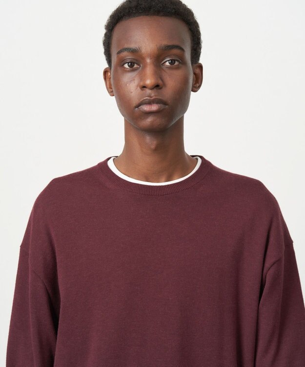 ATON COTTON SILK CASHMERE | クルーネックセーター - UNISEX BURGUNDY