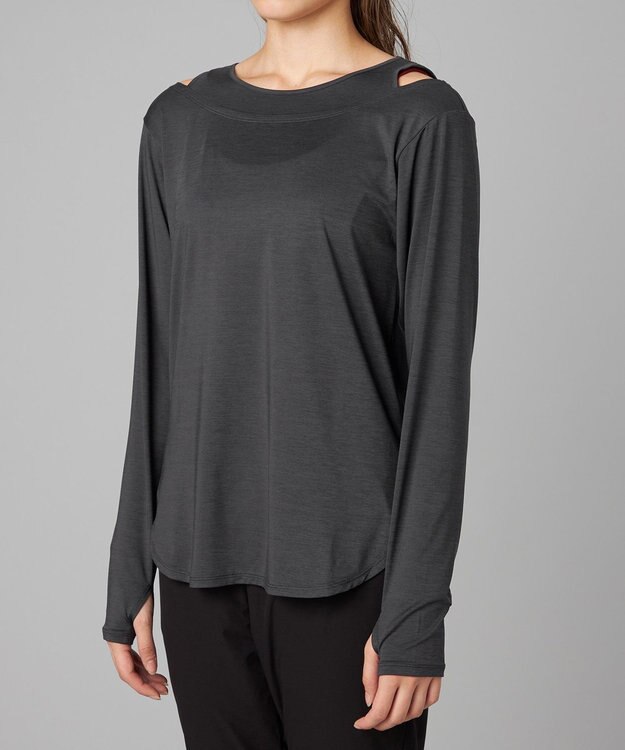 Chacott Chacott BALANCE ドライストレッチリフレクター長袖Tシャツ ダークグレー杢