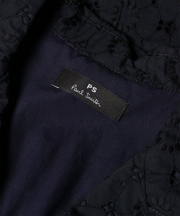 Paul Smith アイレットレース 半袖 シャツ ネイビー