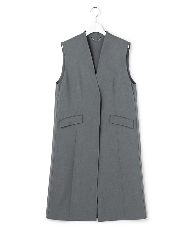 ICB L 【WEB＆一部店舗限定】 SerikaWorsted ノーカラーロングジレ ミディアムグレー