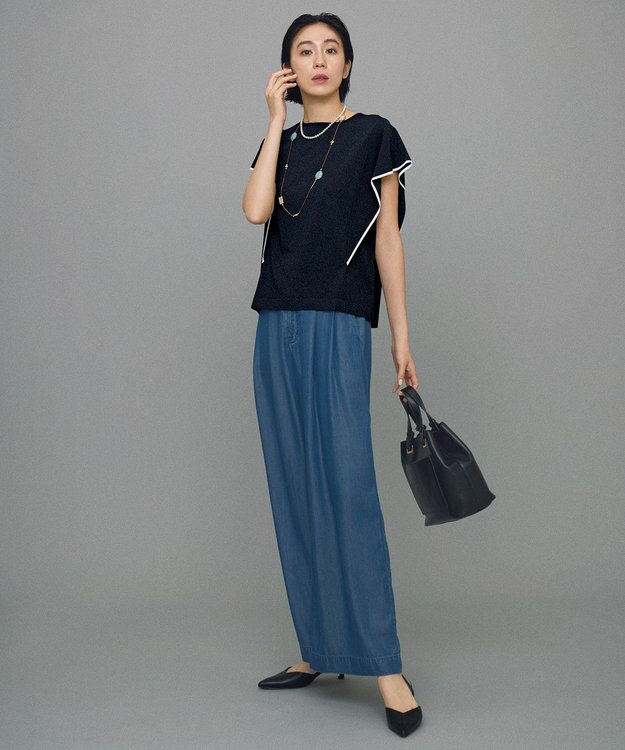 自由区 L 【カタログ掲載・洗える】テンセルデニムワイド パンツ インディゴ