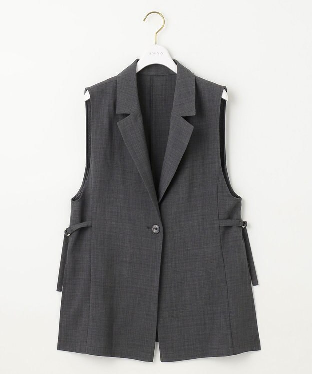 ANY SIS 【セットアップ可】ドライタッチクール ジレ チャコールグレー