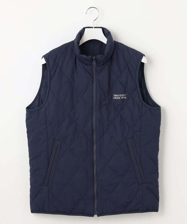 23区GOLF 【MEN】両面使える！チェック×無地 ダウンベスト ネイビー系