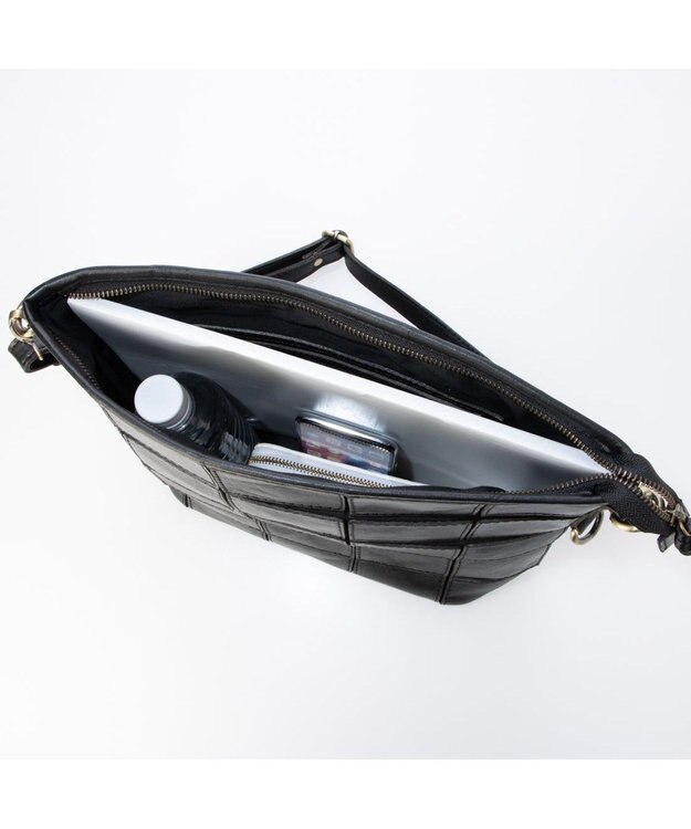 UNBILLION ピークスピーク PEAKS PEAK / 牛革パッチワーク口折れ2wayショルダー ブラック