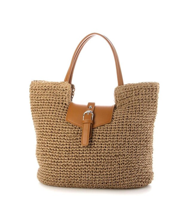 UNBILLION カシュカシュ cachecache / ベルトフラップクロッシェトート カゴバッグ キャメル