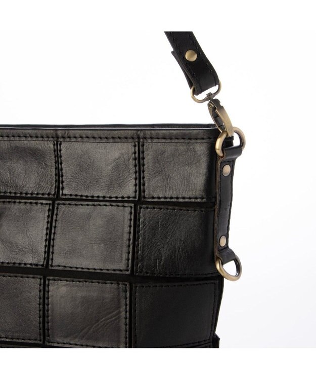UNBILLION ピークスピーク PEAKS PEAK / 牛革パッチワーク口折れ2wayショルダー ブラック