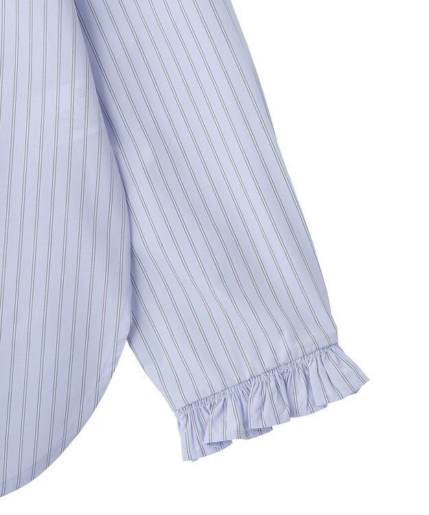 YECCA VECCA イージケアフリルカラーシャツ Stripe Blue