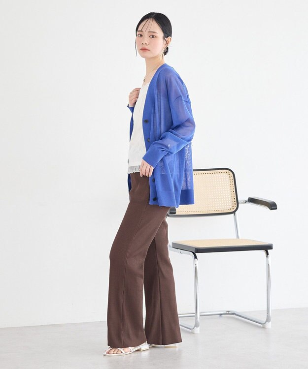 earth music&ecology シアーＶネックカーディガン Blue