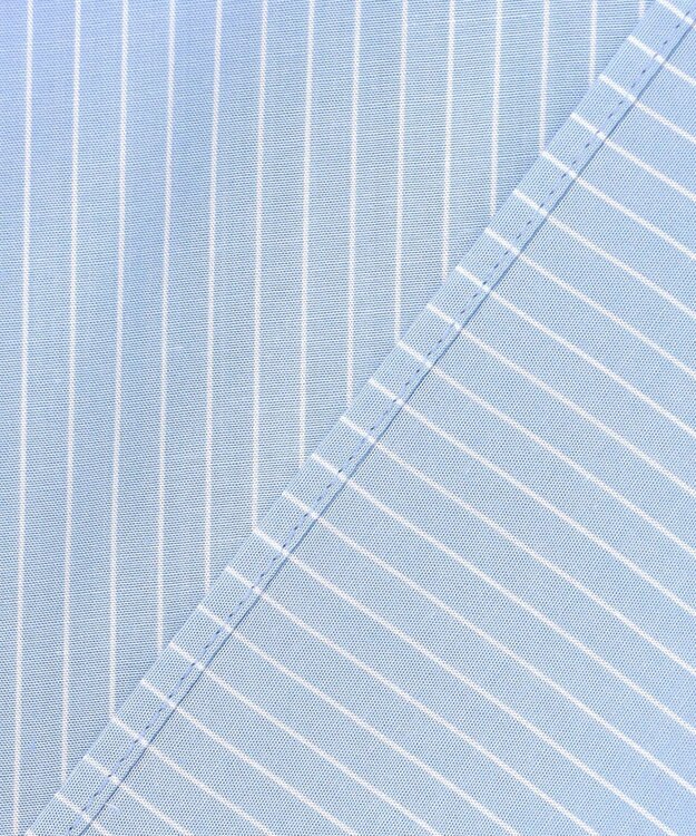 自由区 【着回し力抜群・レイヤードにも】ドレープブロード シャツブラウス サックス×白ライン