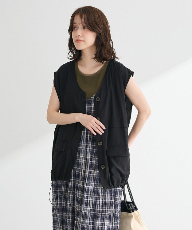 Green Parks シアーミリタリーベスト Black