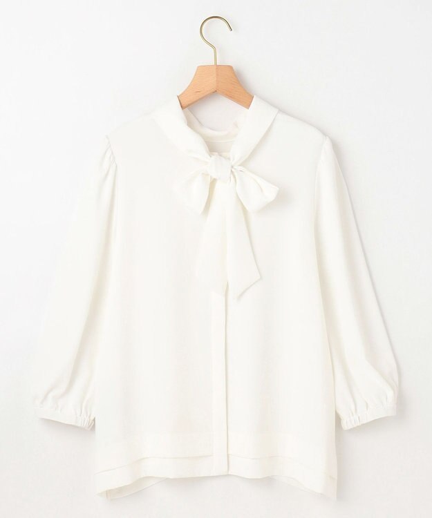 組曲 L 【KUMIKYOKU NAVY】ジョーゼットシフォン2WAY ボウタイブラウス パールホワイト系