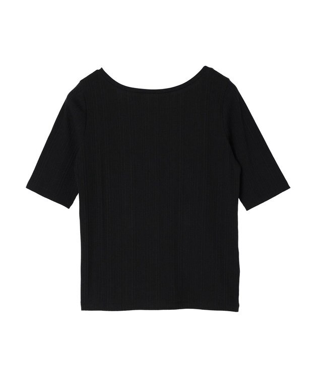 Green Parks 前後２ｗａｙリブ５分袖プルオーバー Black