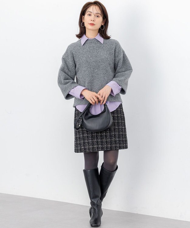 組曲 S ハーフスリーブミルド ニットプルオーバー グレー系