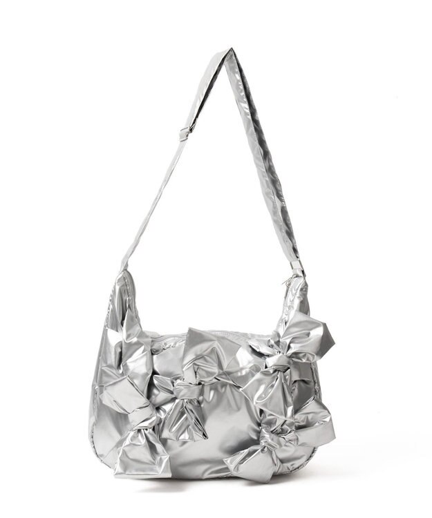 WEGO リボンデザインBIGショルダー シルバー