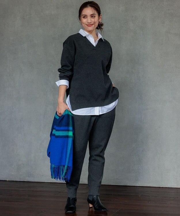 23区 L 【Lサイズ限定】ヴィスコースストレッチ ジョグ パンツ グレー系