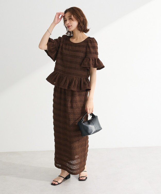 Green Parks ・ＳＵＧＡＲ　ＳＰＯＯＮ　レースフリルプルオーバー Brown