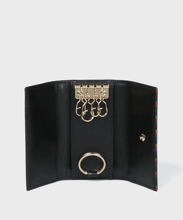 Paul Smith ブライトストライプトリムSS24 キーケース ブラック