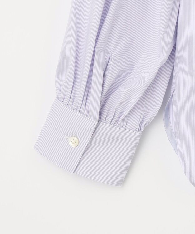 J.PRESS LADIES 【洗える】 BEZ VEGA フリル ストライプ ブラウス ふじ色系1