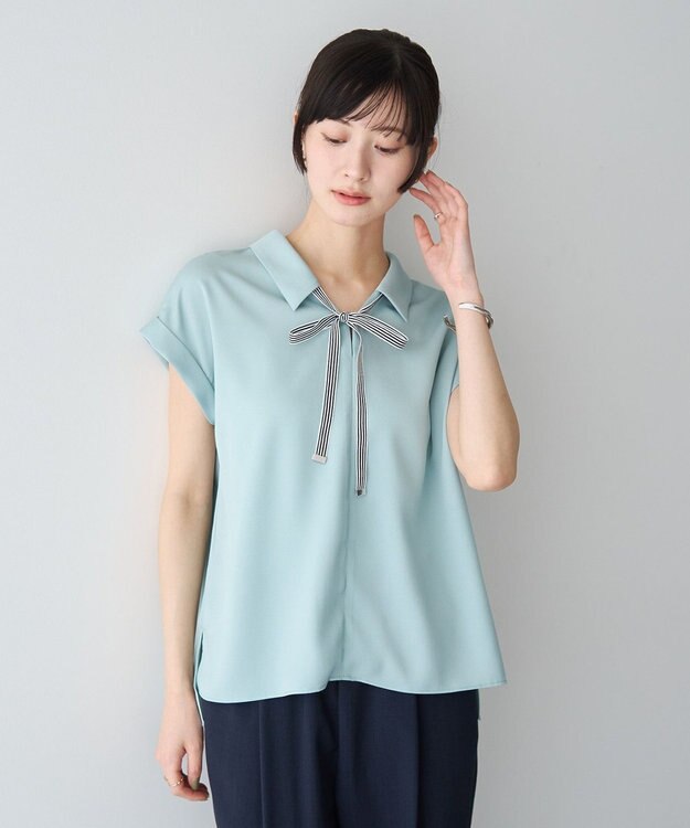 YECCA VECCA 2wayストライプリボンブラウス Mint