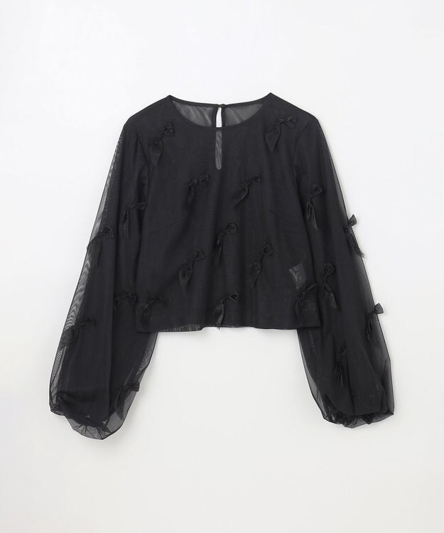 GRACE CONTINENTAL リボンチュールトップ ブラック