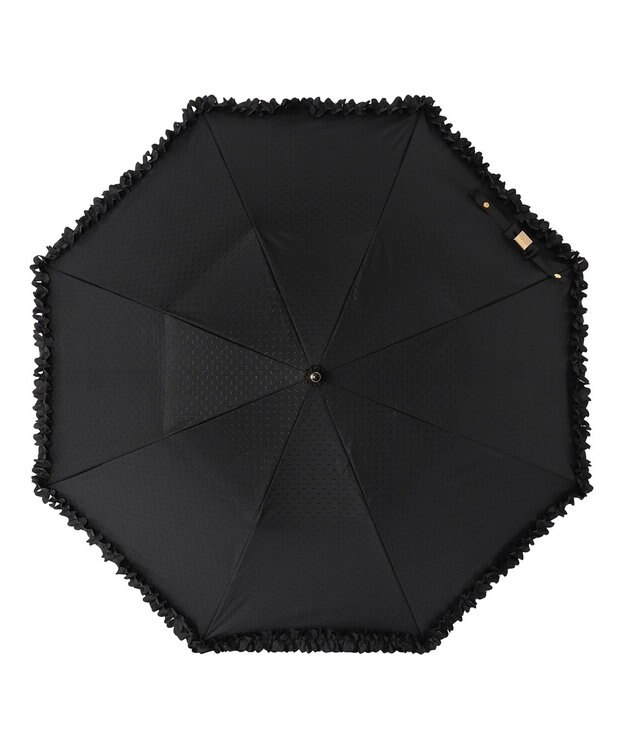 MOONBAT ランバン オン ブルー 晴雨兼用日傘 折りたたみ傘 ドビー×フリル 遮光 遮熱 UV ブラック