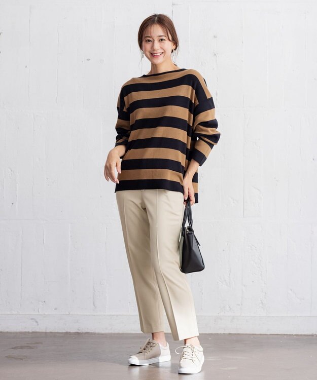 ANY 【ウエストゴム/ストレッチ/裏起毛】シークレットウォーム　テーパードパンツ オフホワイト