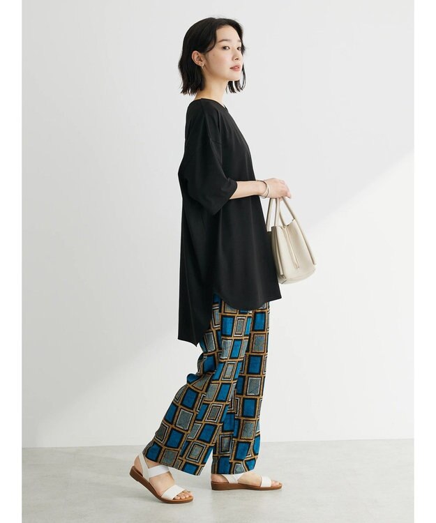 Green Parks 接触冷感バックカシュクールチュニック Black