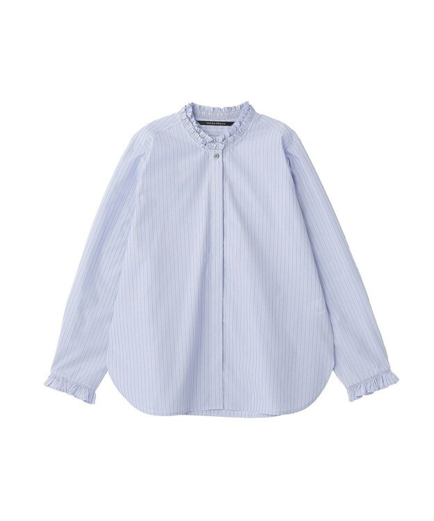 YECCA VECCA イージケアフリルカラーシャツ Stripe Blue