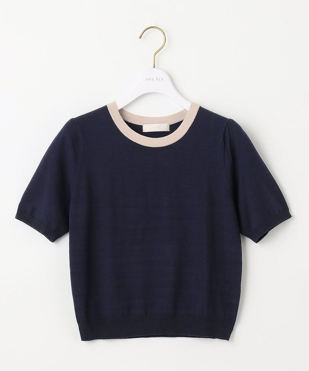 ANY SIS S 【低身長企画】バイカラー アンサンブル ネイビー