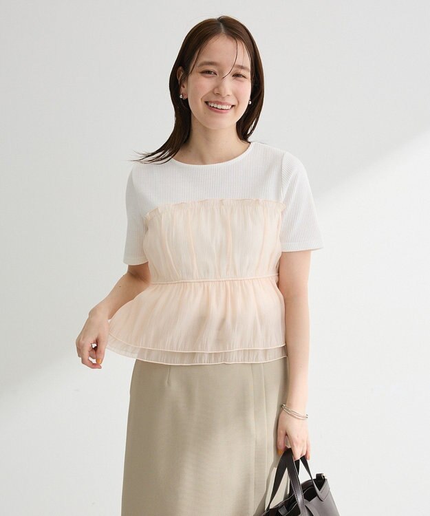 Green Parks オーガンジービスチェドッキング半袖プルオーハ Beige