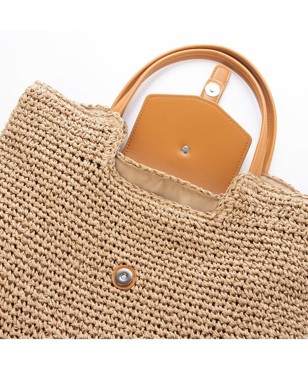 UNBILLION カシュカシュ cachecache / ベルトフラップクロッシェトート カゴバッグ キャメル