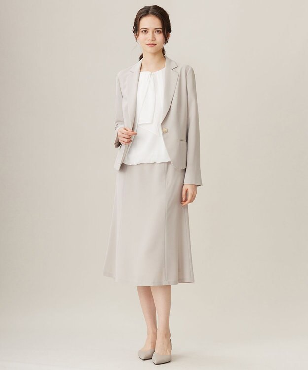 自由区 S 【洗える】ロイヤルシフォンドレープタイ半袖 ブラウス オフホワイト