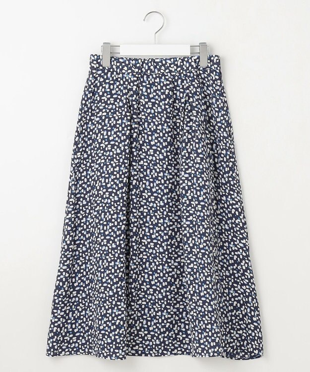 自由区 L 【カタログ掲載・セットアップ対応・洗える】ジオメトリックフラワードットプリント スカート ネイビー系