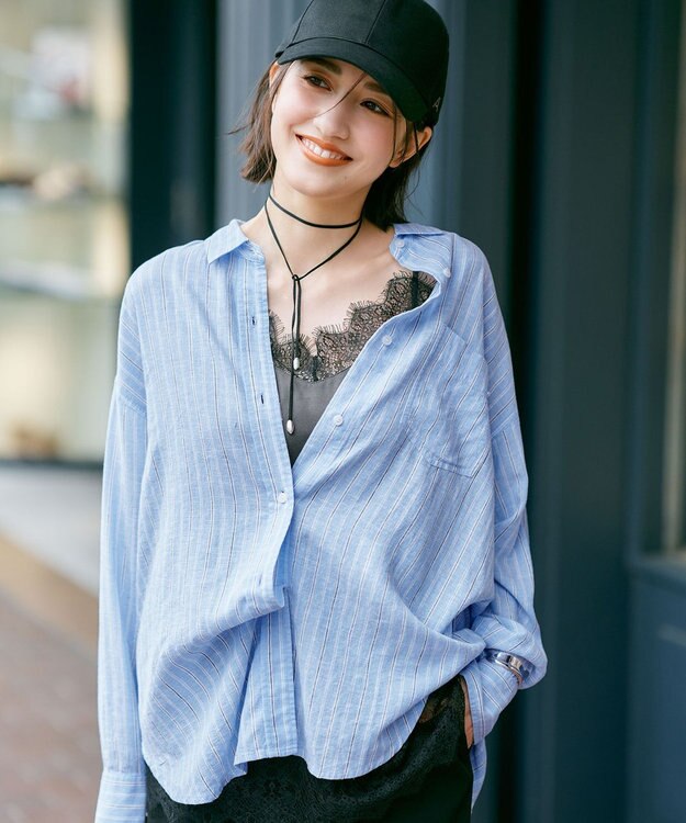 ANY デシンレースキャミソール スレート×ブラックレース