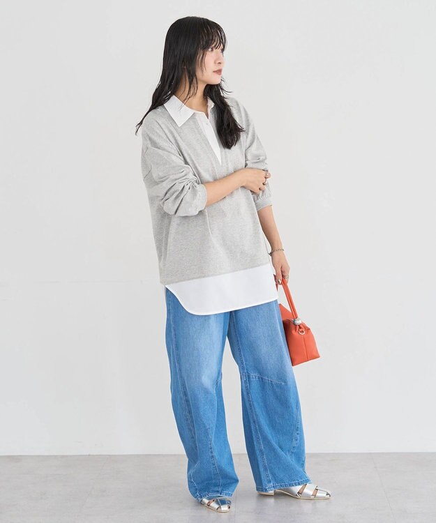 Green Parks 衿レイヤードッキングチュニック Gray Mixture