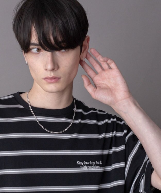 WEGO 【機能T】接触冷感マルチボーダーT（SS） ブラック