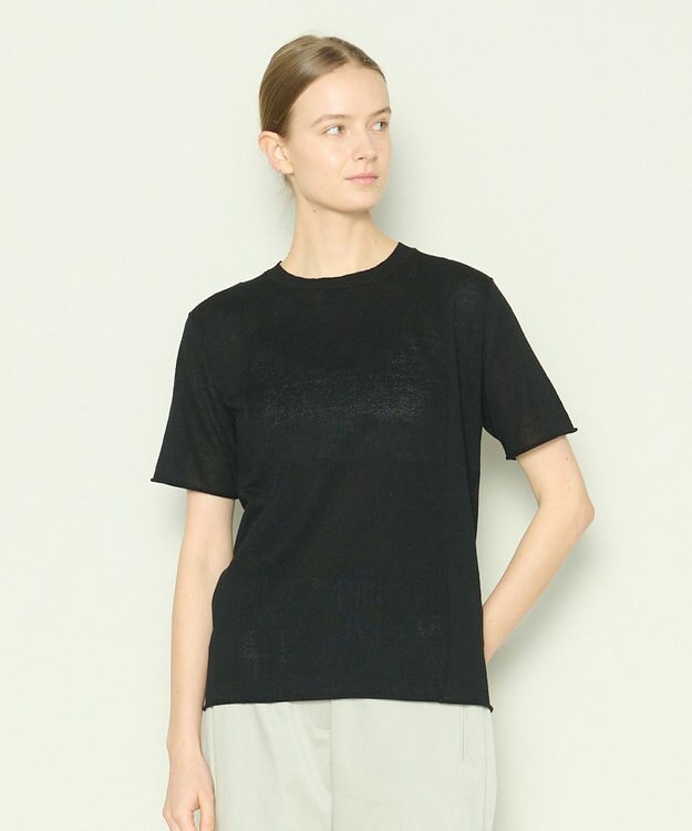 JOSEPH 【洗える】リネンコットン　ニットTEE Black