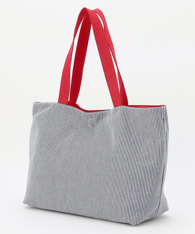 J.PRESS LADIES 【完全受注生産】ポーチ付き キャンバス トートバッグ レッド×ストライプ系