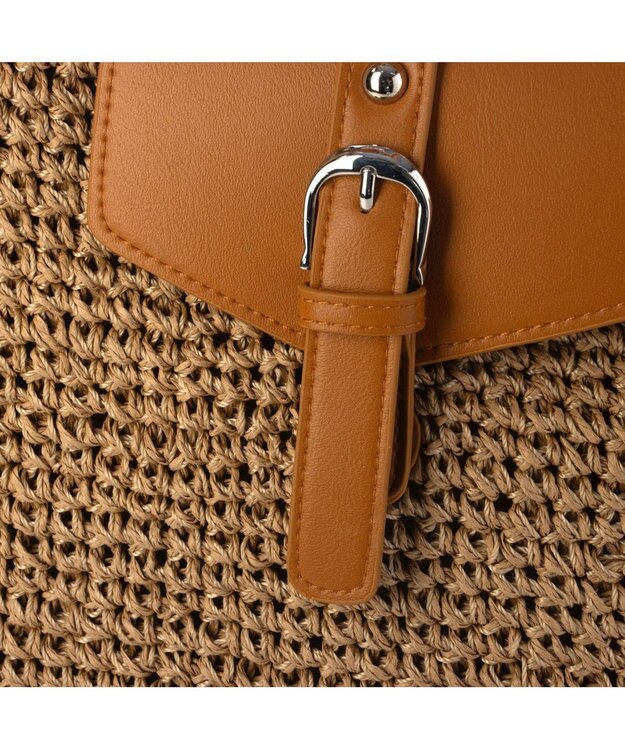 UNBILLION カシュカシュ cachecache / ベルトフラップクロッシェトート カゴバッグ キャメル