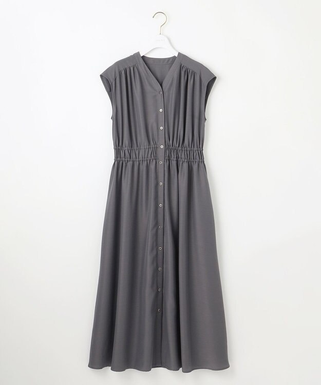 ANY SIS 【洗える】フロントボタンギャザー ワンピース スレート