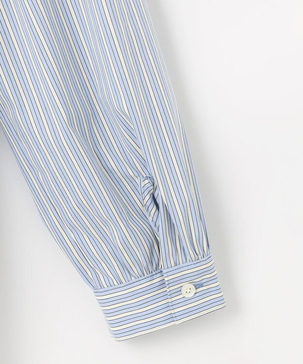 J.PRESS LADIES S 【洗える】BEZコットンナイロン ストライプ ピンタック ブラウス ブルー×イエローストライプ系1