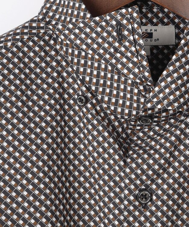 JOSEPH ABBOUD 【オーガニックコットン使用・JAPANファブリック】ジオメトリックプリントシャツ ダークブラウン系5