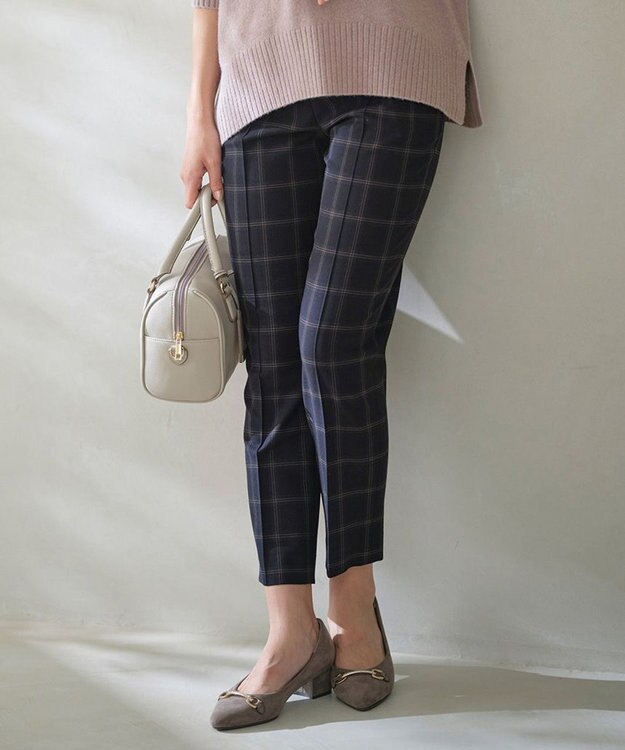 ANY SIS 【保温効果/ストレッチ】シリーズ累計13万枚突破！ビューティサーモ テーパードパンツ ネイビーウィンドペンチェック