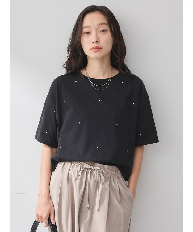 earth music&ecology キラキララインストーンプルオーバー Black