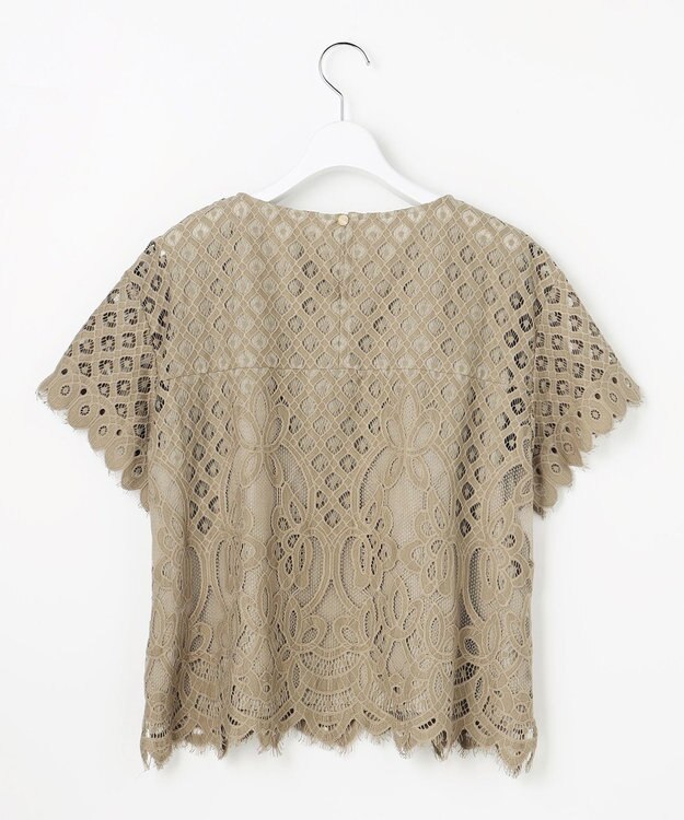 自由区 L パネルレース ブラウス カーキ