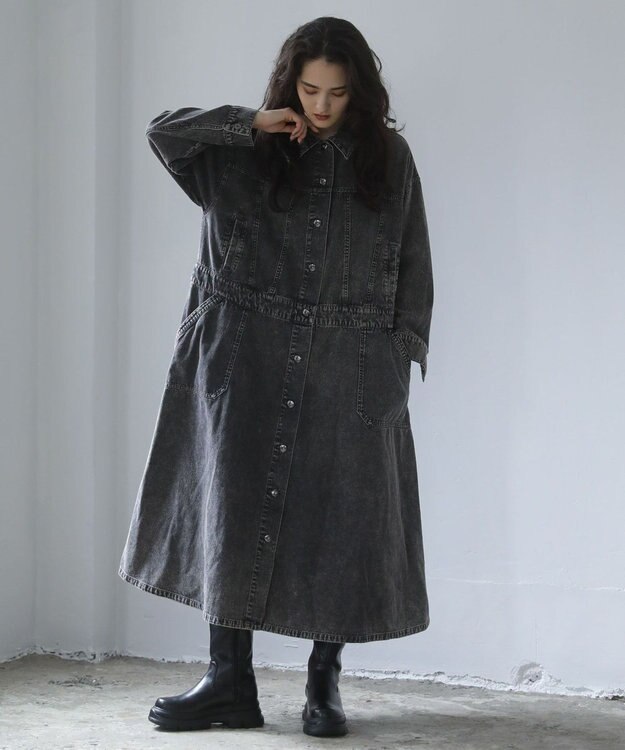 Green Parks ■ＥＳＣＡＲ　デニムロングジャケットワンピース Gray